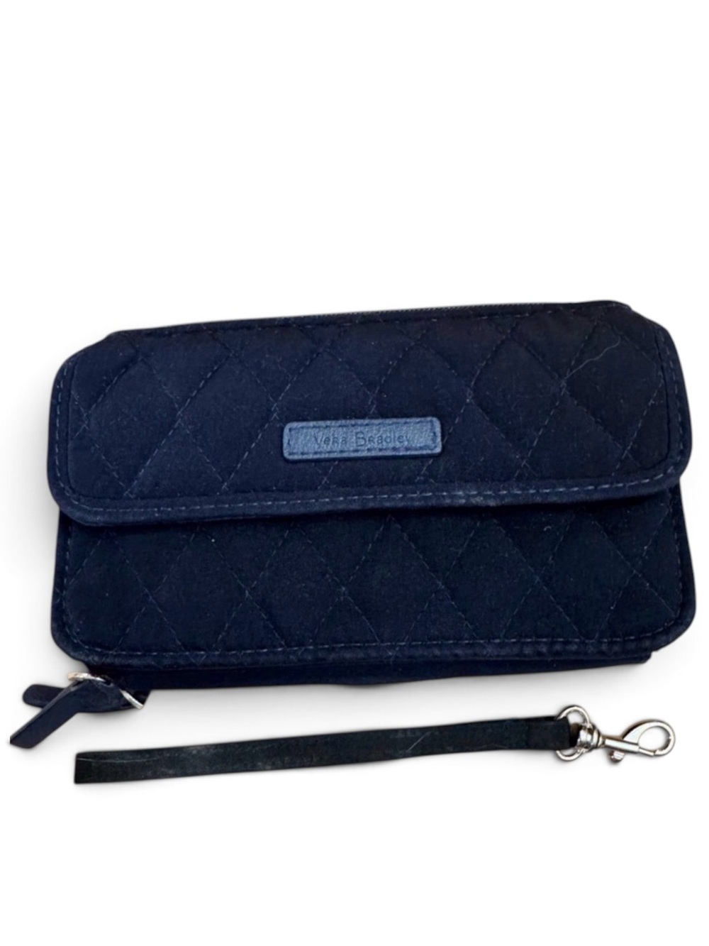 Vera Bradley Solid Black Microfiber RFID All in One Crossbody Wristlet Wallet